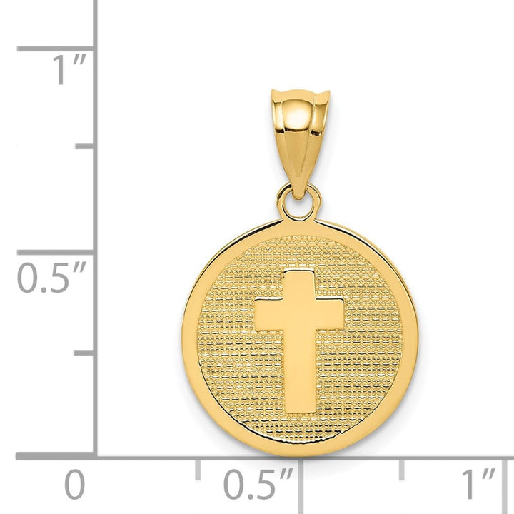14K Yellow Gold Cross God Bless Medal Pendant, view 4 of 4