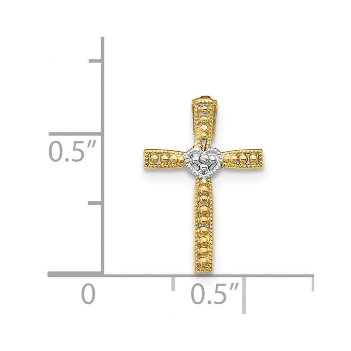 14K Yellow Gold Cross with Heart Center Pendant