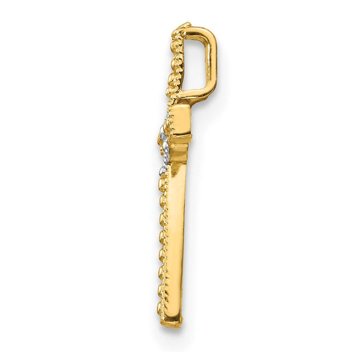 14K Yellow Gold Cross with Heart Center Pendant