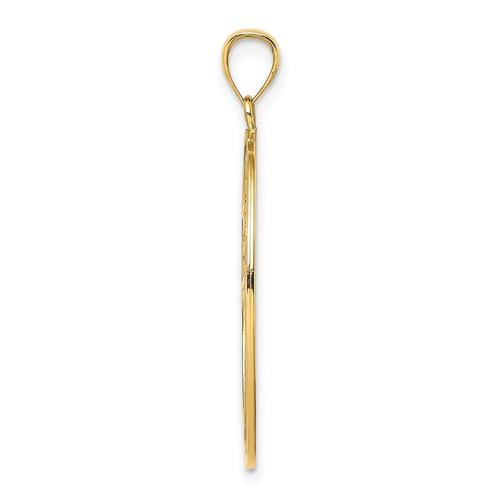 14K Yellow Gold Cross with Serenity Prayer on Back Oval Disc Charm