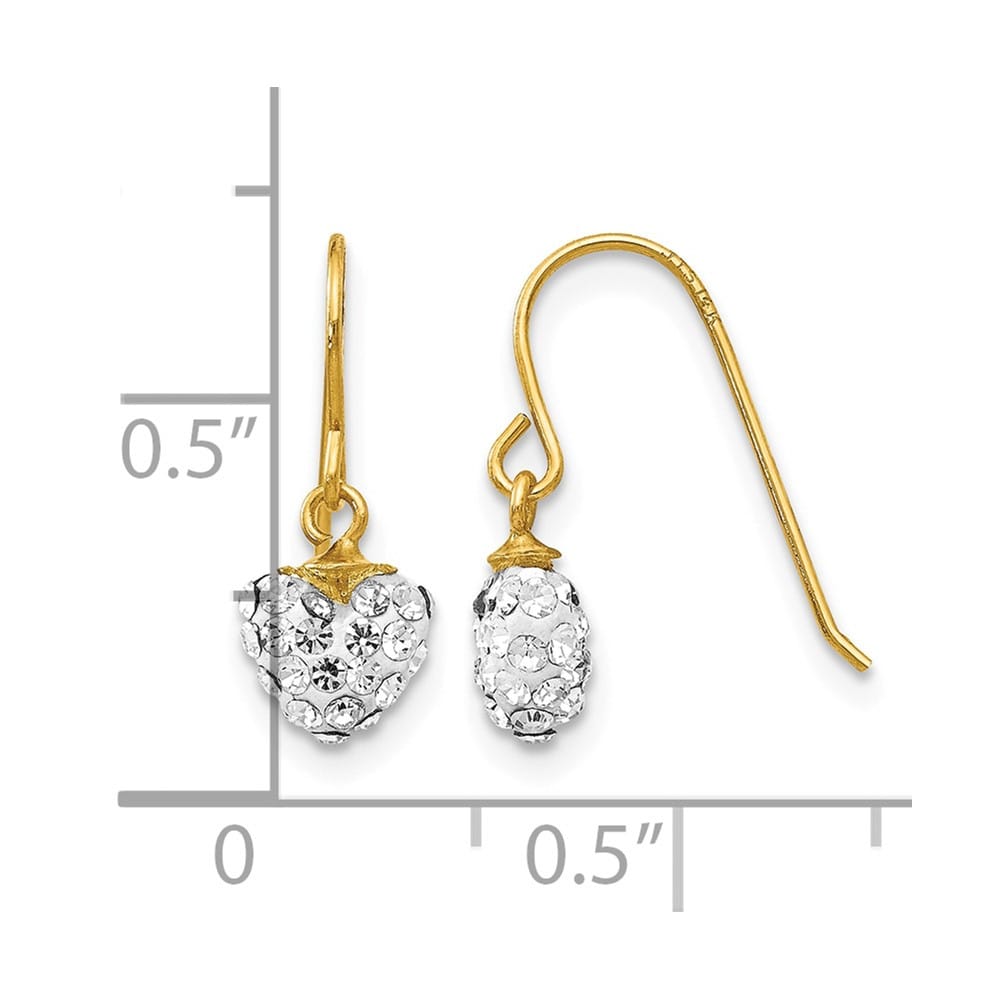 14K Yellow Gold Crystal Heart Dangle French Hook Earrings, view 4 of 4