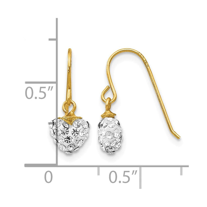 14K Yellow Gold Crystal Heart Dangle French Hook Earrings, view 4 of 4