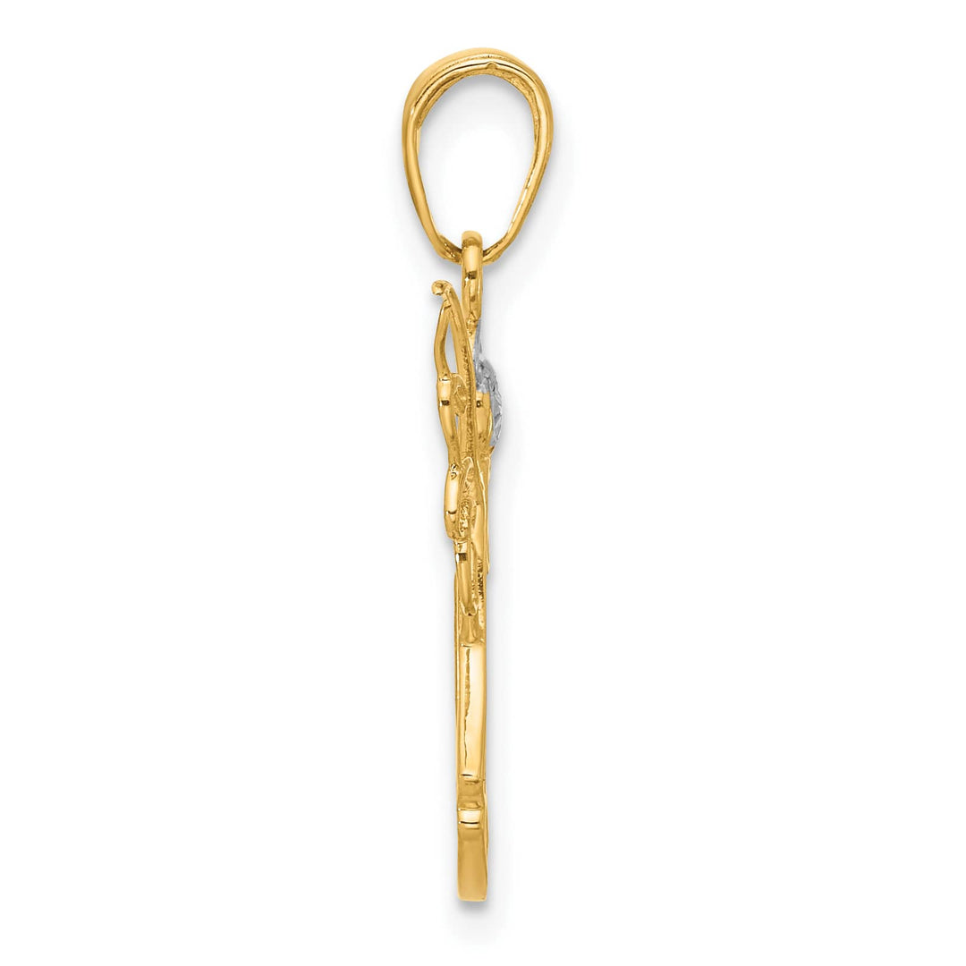 14K Yellow Gold Cut-out D.C. Guardian Angel Silhouette Pendant