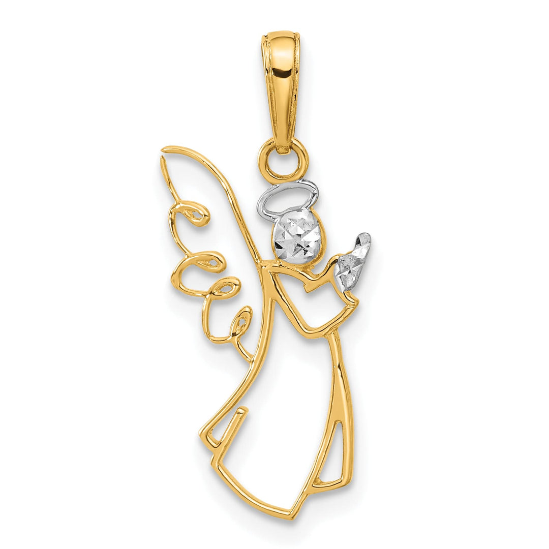 14K Yellow Gold Cut-out D.C. Guardian Angel Silhouette Pendant