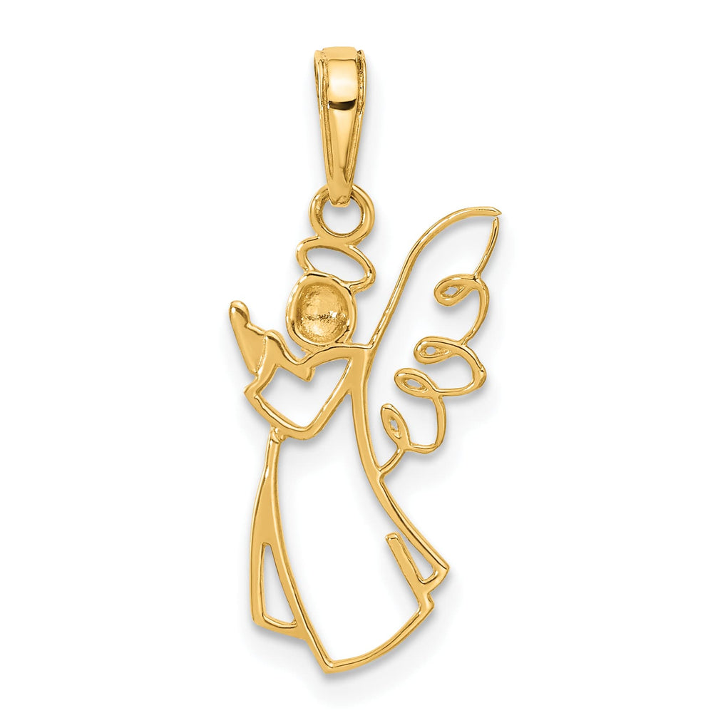 14K Yellow Gold Cut-out D.C. Guardian Angel Silhouette Pendant
