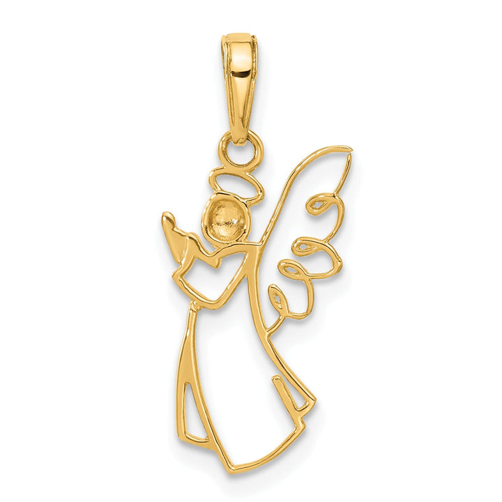 14K Yellow Gold Cut-out D.C. Guardian Angel Silhouette Pendant