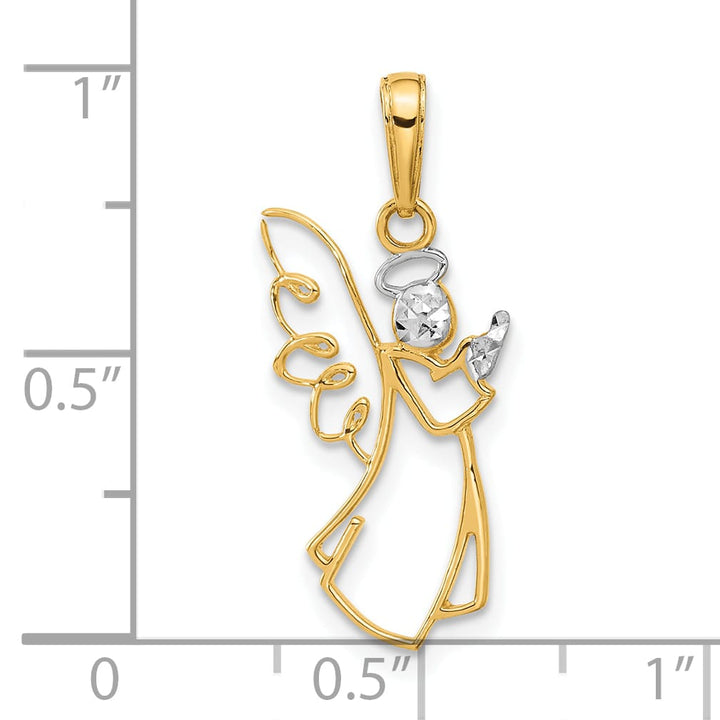 14K Yellow Gold Cut-out D.C. Guardian Angel Silhouette Pendant