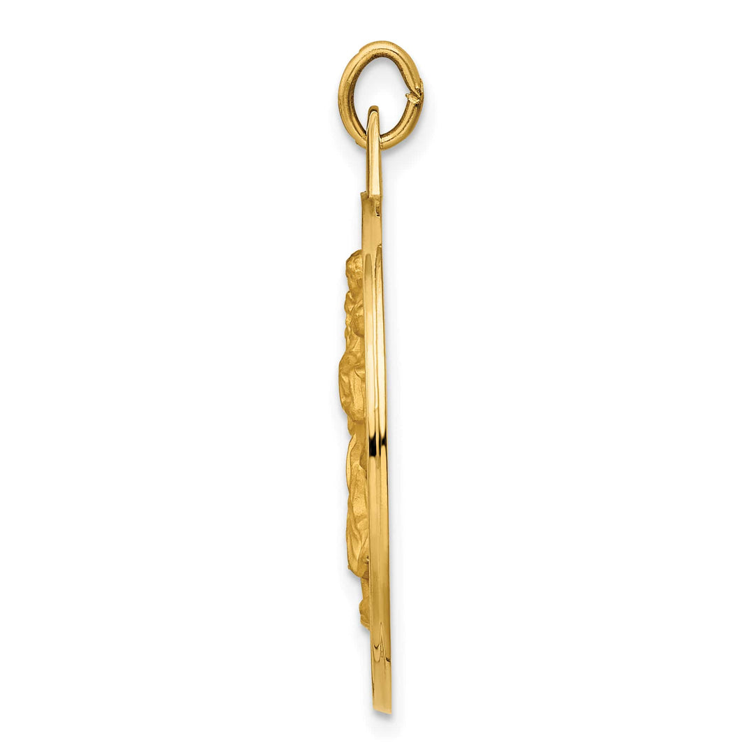 14K Yellow Gold Cut-out St. Christopher Medal Round Pendant
