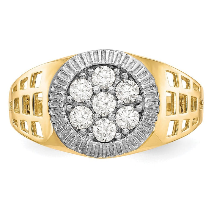 14k Yellow Gold CZ Cluster Men's Ring