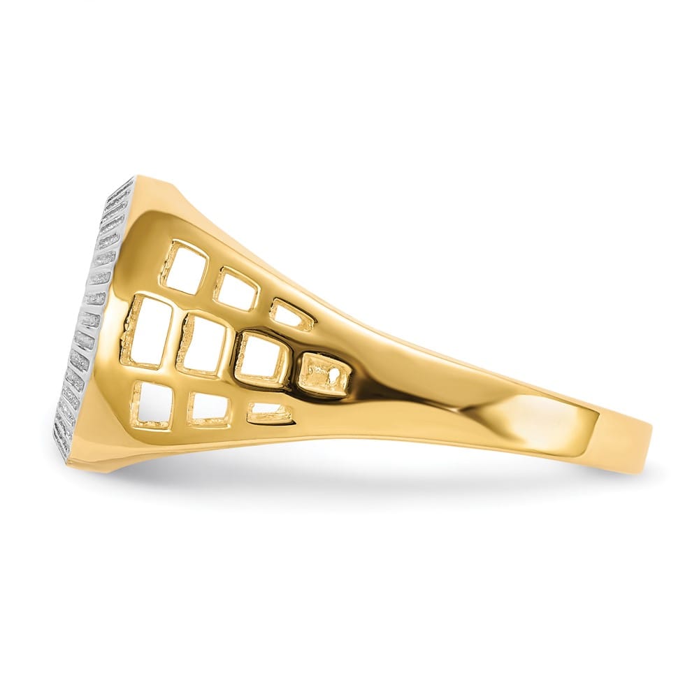 14k Yellow Gold CZ Cluster Men's Ring