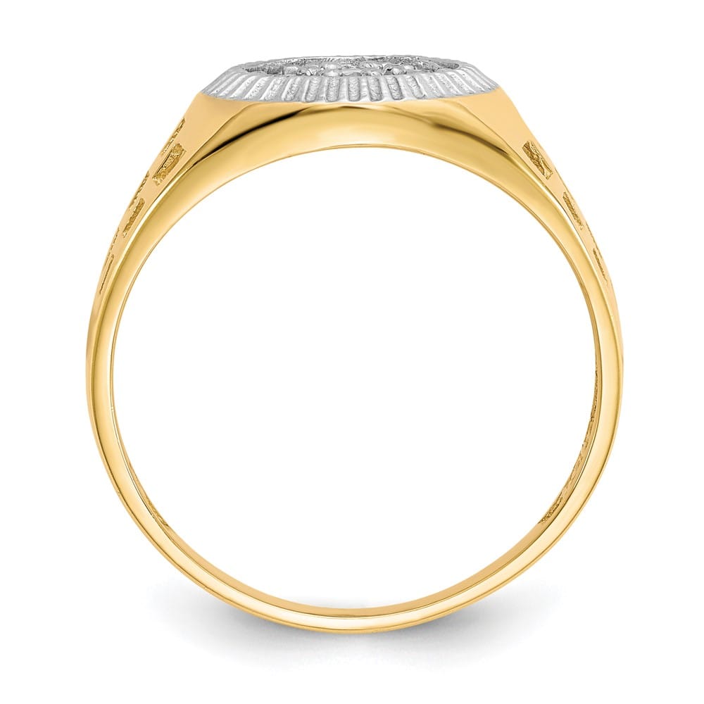 14k Yellow Gold CZ Cluster Men's Ring