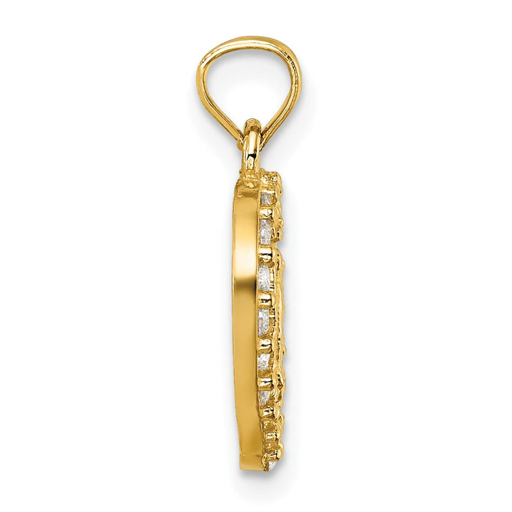 14K Yellow Gold CZ Heart Pierced Design Our Lady of Guadalupe Pendant