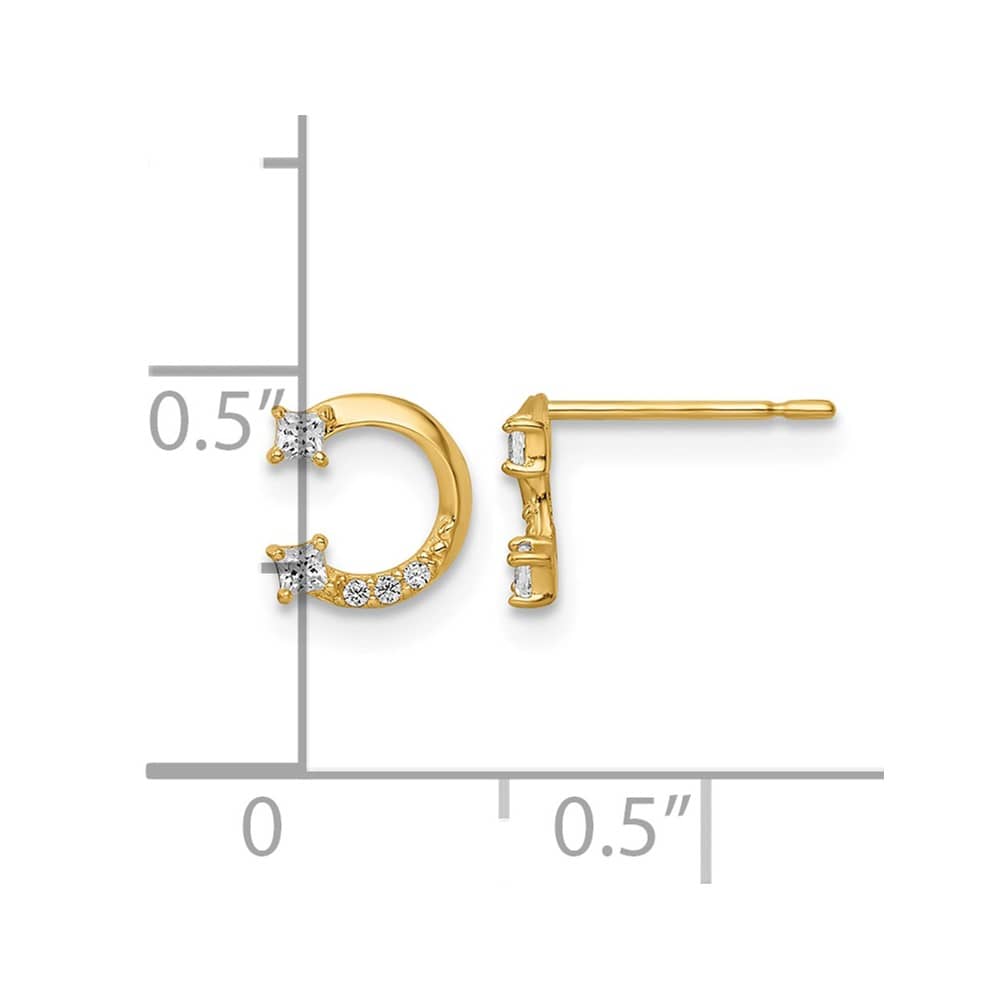 14K Yellow Gold CZ Horseshoe Post Earrings, view 4 of 4