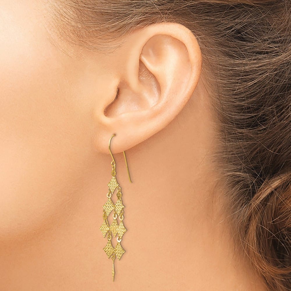 14K Yellow Gold D.C. Chandelier Dangle French Hook Earrings, view 3 of 4