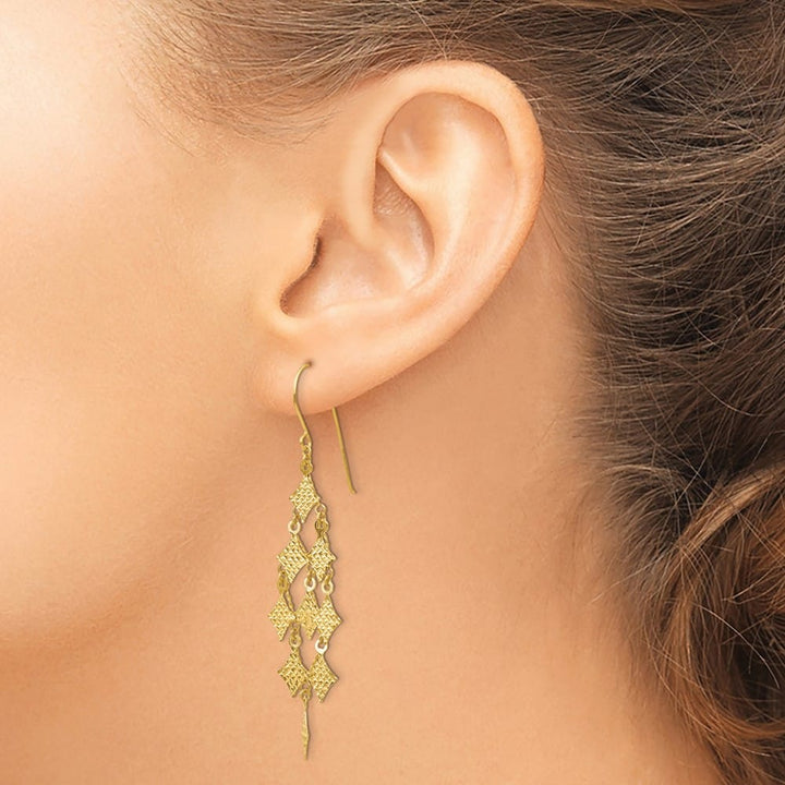 14K Yellow Gold D.C. Chandelier Dangle French Hook Earrings, view 3 of 4