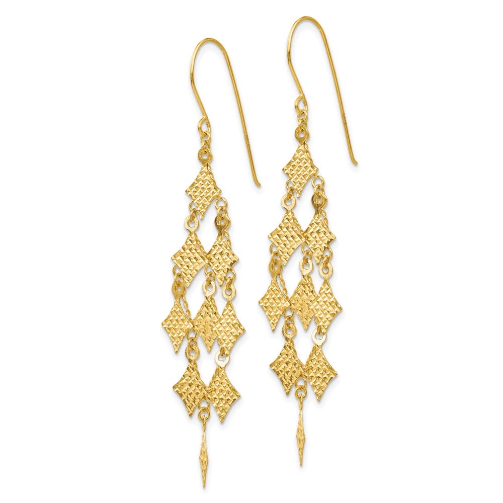 14K Yellow Gold D.C. Chandelier Dangle French Hook Earrings, view 2 of 4