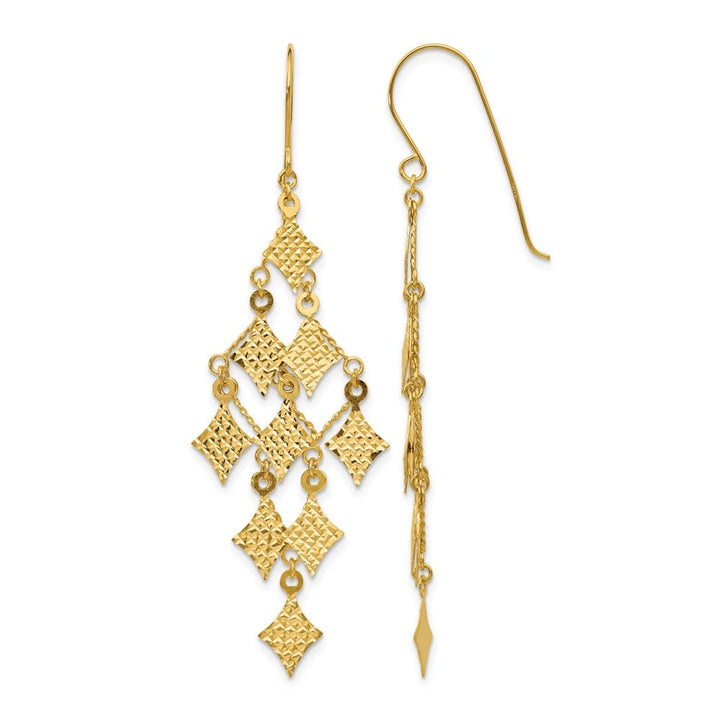 14K Yellow Gold D.C. Chandelier Dangle French Hook Earrings, view 1 of 4