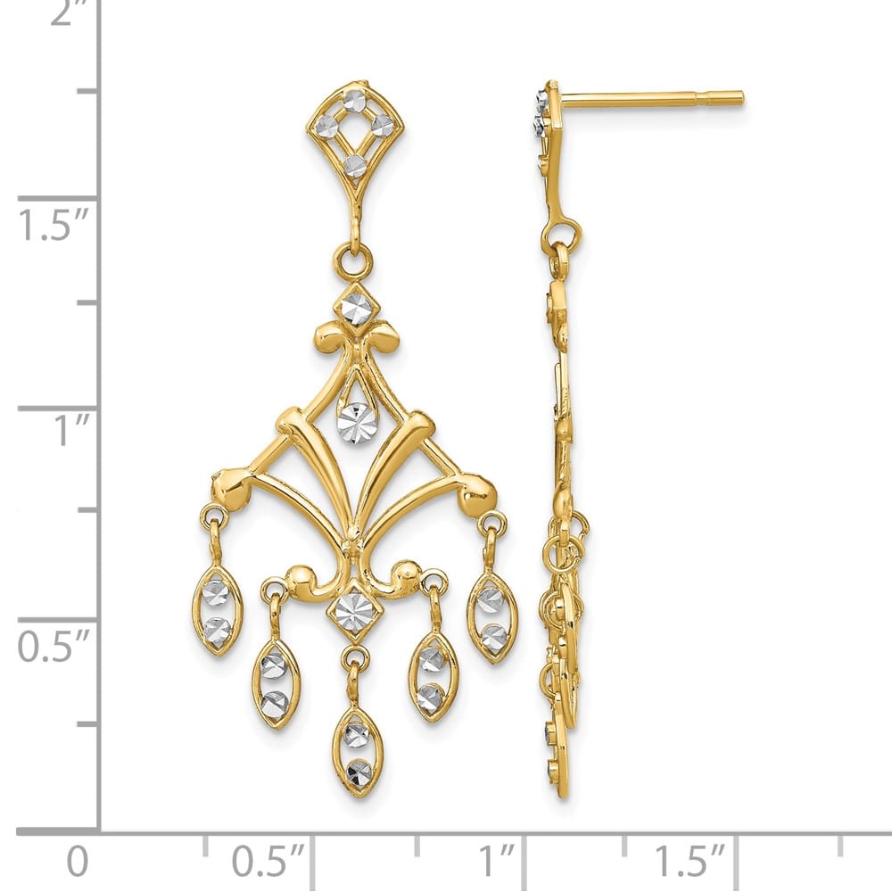 14K Yellow Gold D.C. Chandelier-Style Dangle Post 37.7 mm Earrings, view 4 of 4