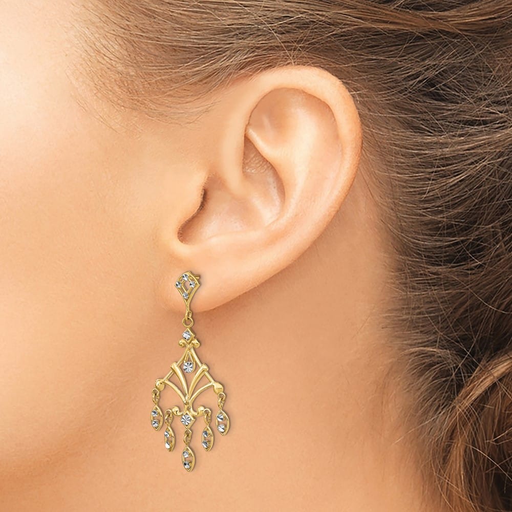 14K Yellow Gold D.C. Chandelier-Style Dangle Post 37.7 mm Earrings, view 3 of 4