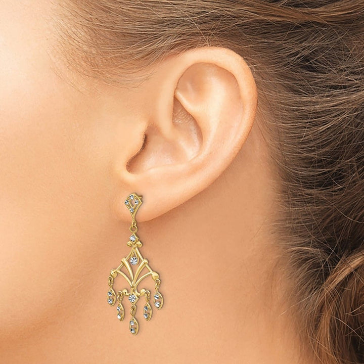 14K Yellow Gold D.C. Chandelier-Style Dangle Post 37.7 mm Earrings, view 3 of 4