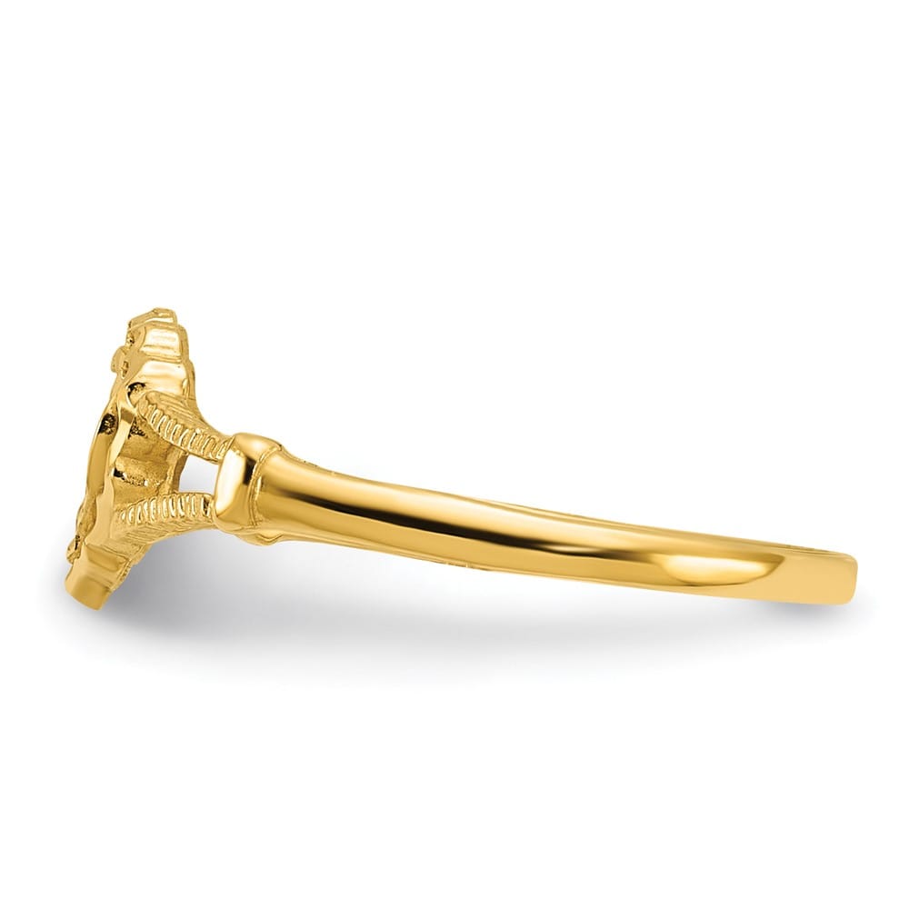14k Yellow Gold D.C. Cross in Heart Ring