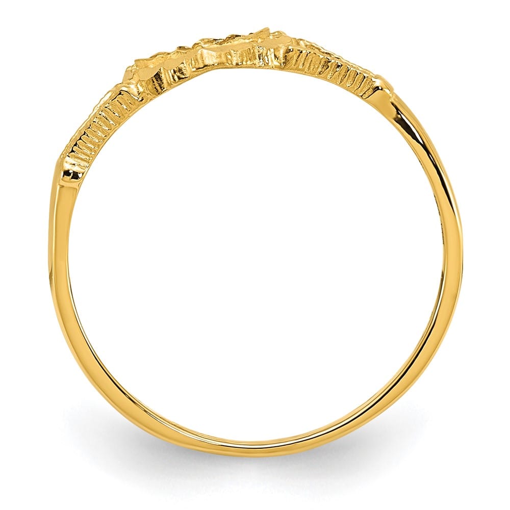 14k Yellow Gold D.C. Cross in Heart Ring