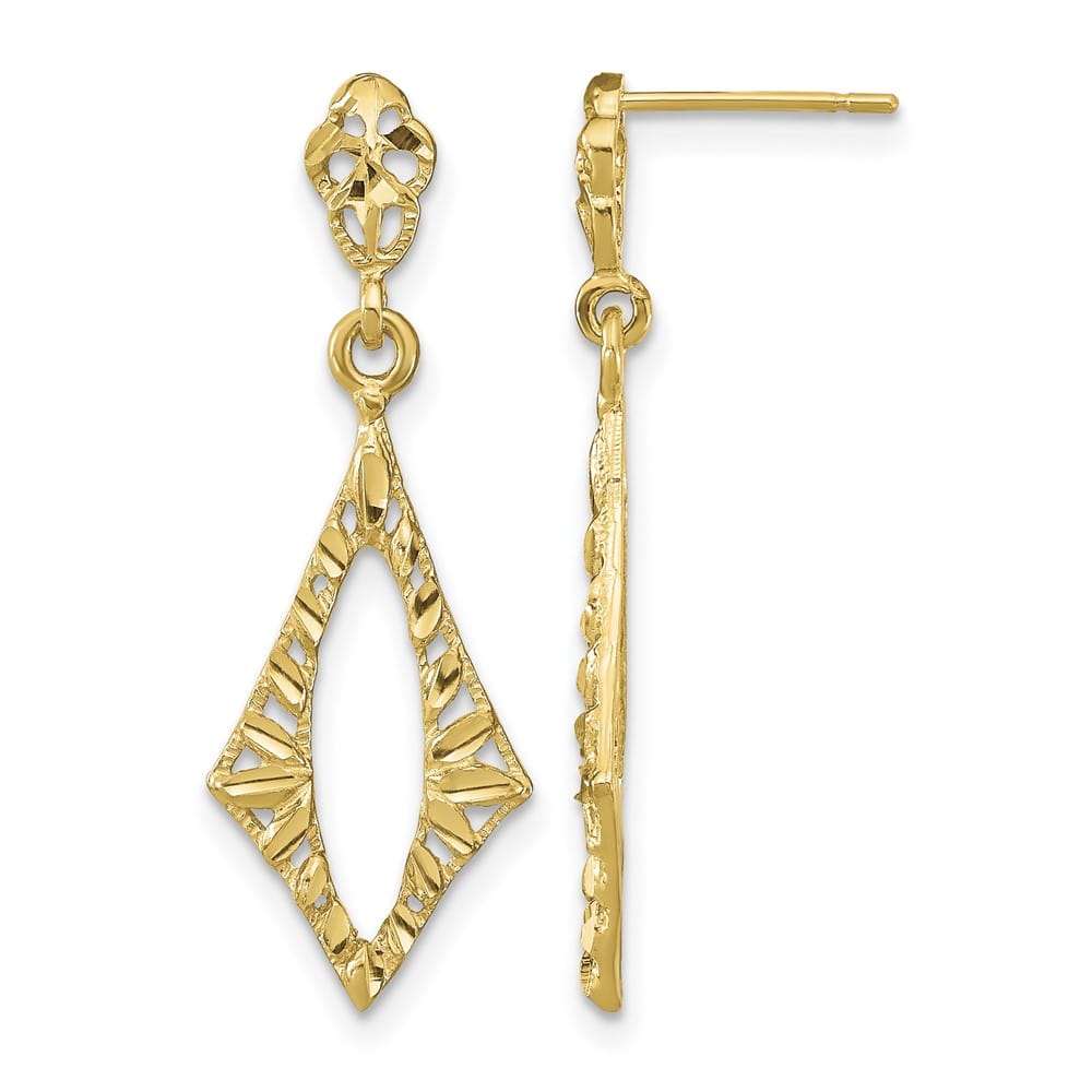 14K Yellow Gold D.C. Diamond Shape Dangle Post Earrings, view 1 of 4