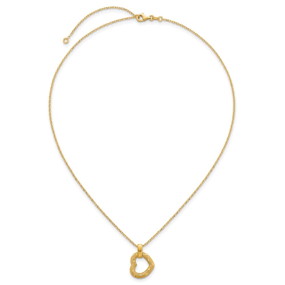 14K Yellow Gold D.C. Fancy Heart Pendant 18.25 inch Necklace