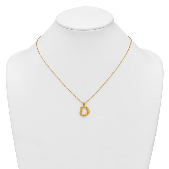 14K Yellow Gold D.C. Fancy Heart Pendant 18.25 inch Necklace