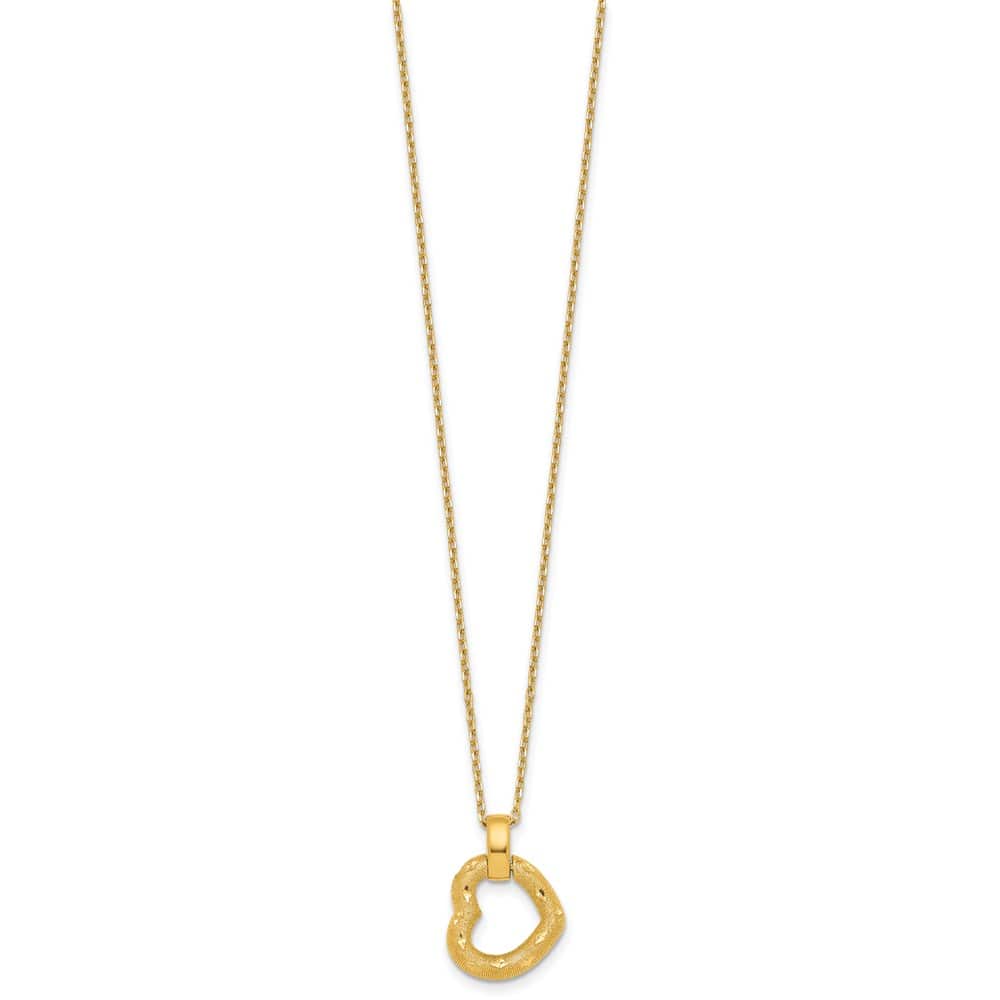 14K Yellow Gold D.C. Fancy Heart Pendant 18.25 inch Necklace
