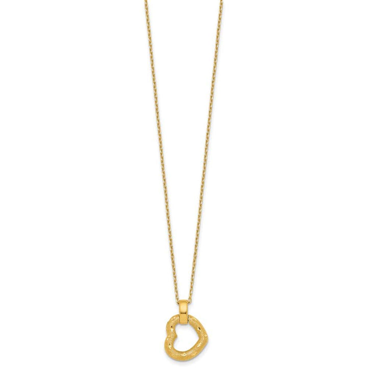 14K Yellow Gold D.C. Fancy Heart Pendant 18.25 inch Necklace