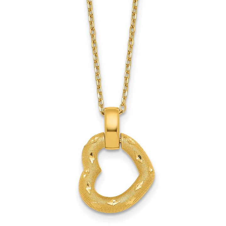 14K Yellow Gold D.C. Fancy Heart Pendant 18.25 inch Necklace