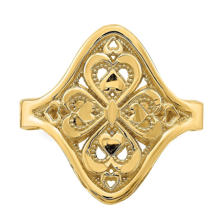 14k Yellow Gold D.C. Filigree Hearts Ring