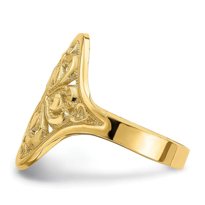 14k Yellow Gold D.C. Filigree Hearts Ring