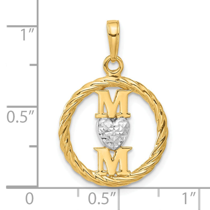 14K Yellow Gold D.C. Heart MOM Pendant