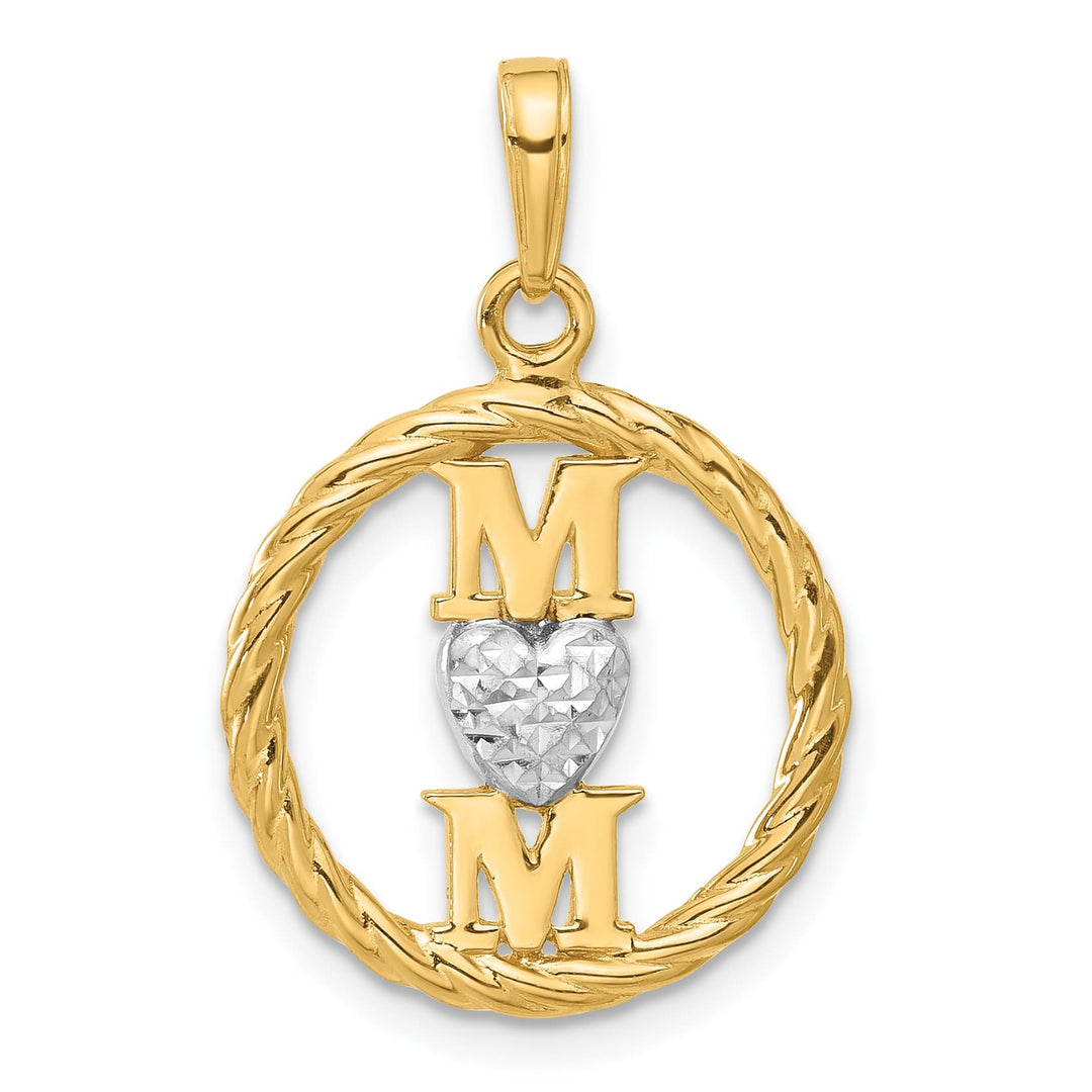 14K Yellow Gold D.C. Heart MOM Pendant