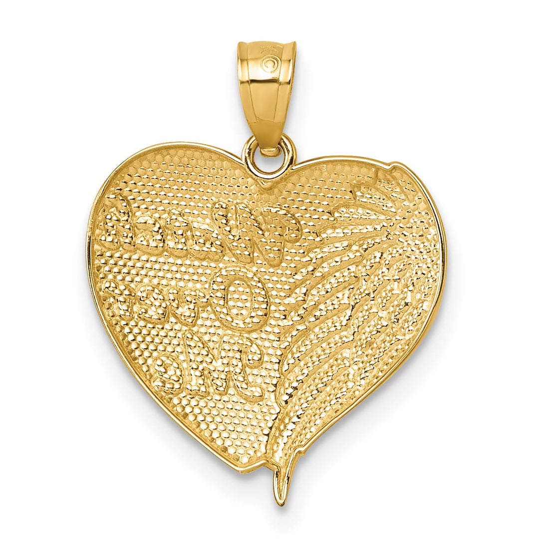 14K Yellow Gold D.C. Heart With Wing Watch Over Me Pendant