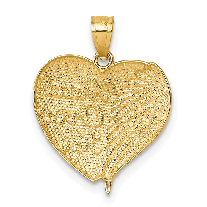 14K Yellow Gold D.C. Heart With Wing Watch Over Me Pendant