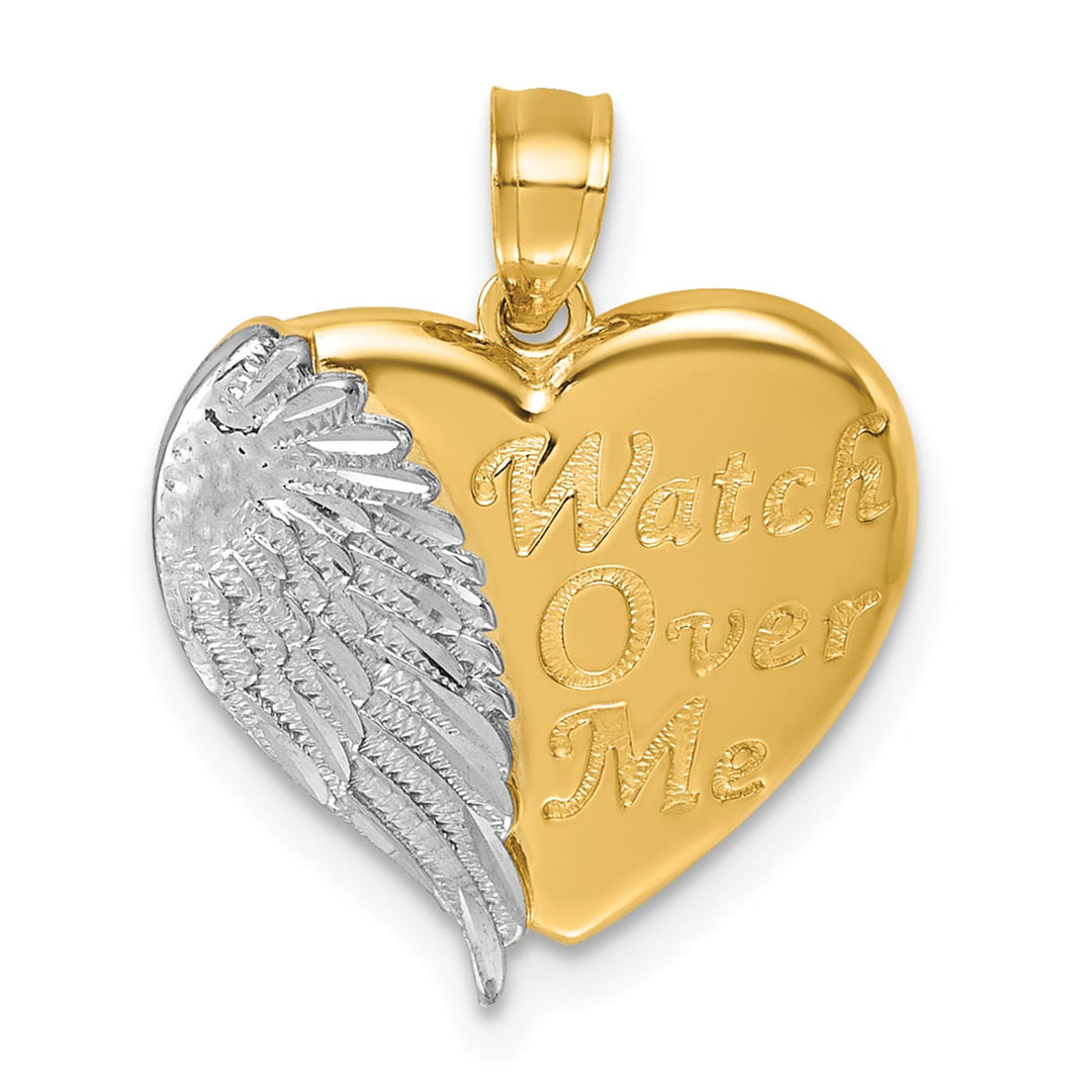 14K Yellow Gold D.C. Heart With Wing Watch Over Me Pendant