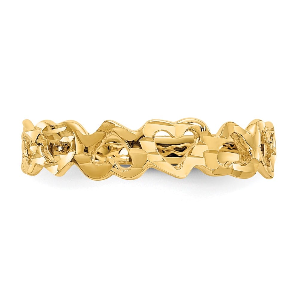 14k Yellow Gold D.C. Hearts Ring