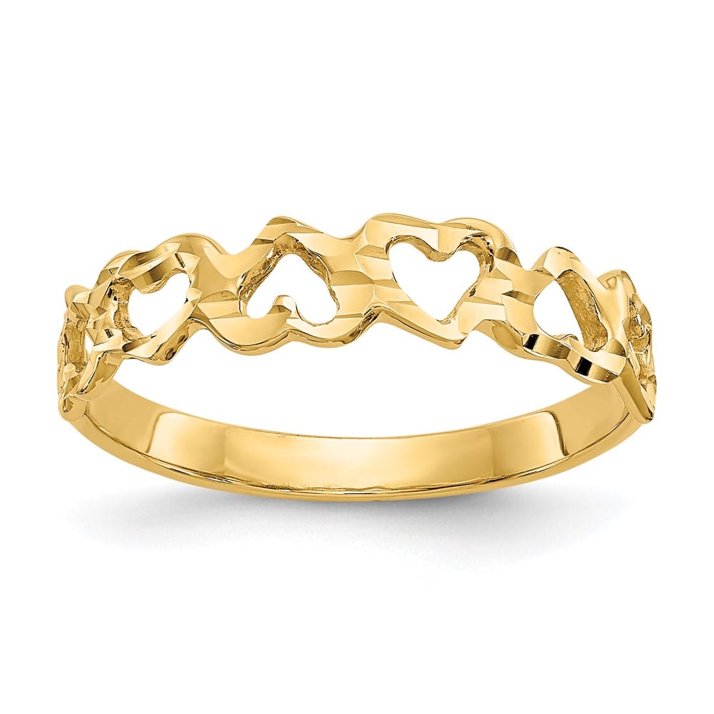 14k Yellow Gold D.C. Hearts Ring