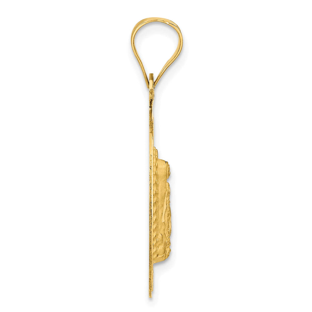 14K Yellow Gold D.C. Large Our Lady Of Guadalupe Round Pendant