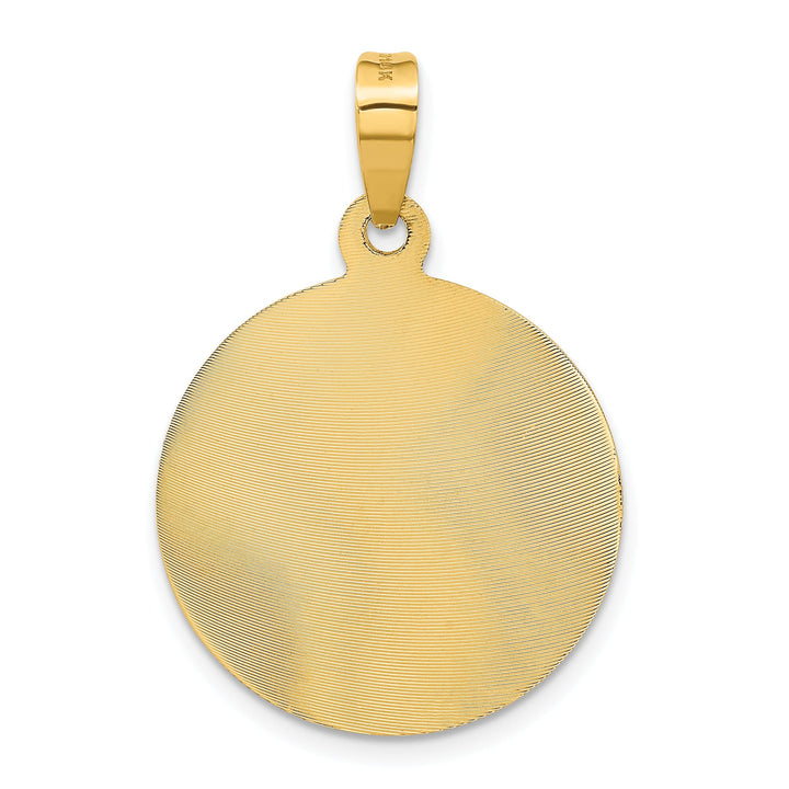 14K Yellow Gold D.C. Large Our Lady Of Guadalupe Round Pendant