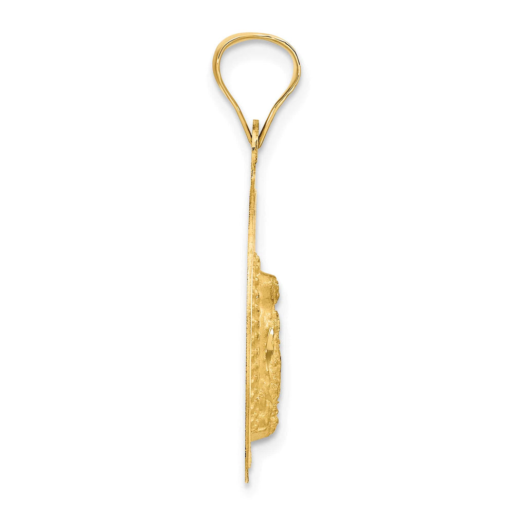 14K Yellow Gold D.C. Large Our Lady Of Guadalupe Round Pendant
