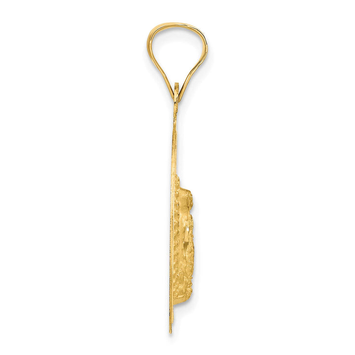 14K Yellow Gold D.C. Large Our Lady Of Guadalupe Round Pendant