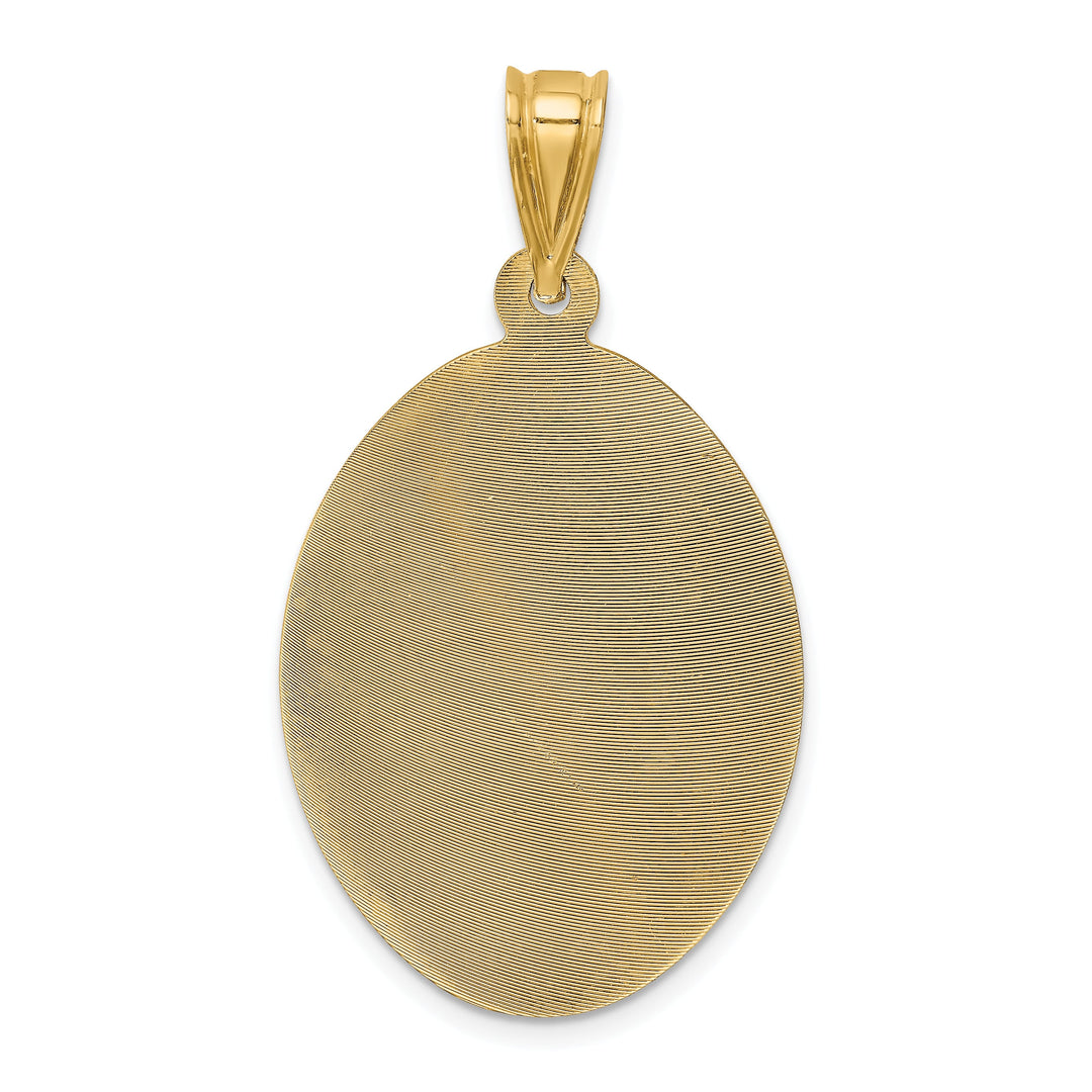 14K Yellow Gold D.C. Large Sagrado Corazon de Jesus Oval Pendant