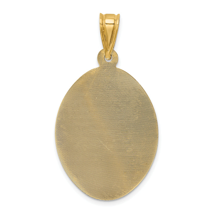 14K Yellow Gold D.C. Large Sagrado Corazon de Jesus Oval Pendant