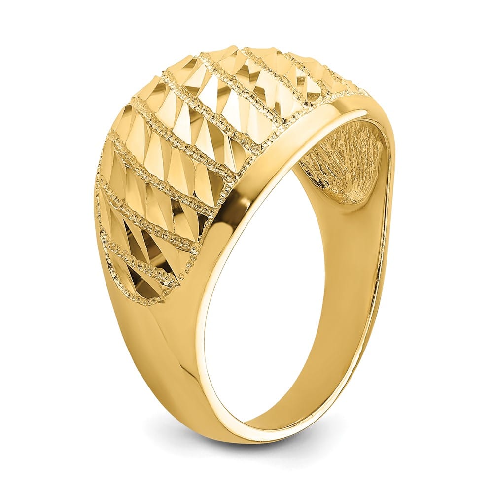 14k Yellow Gold D.C. Lattice Pattern Dome Ring