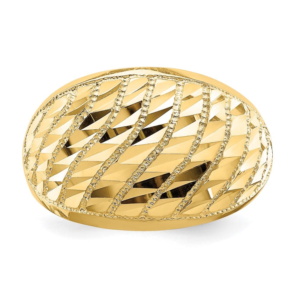 14k Yellow Gold D.C. Lattice Pattern Dome Ring