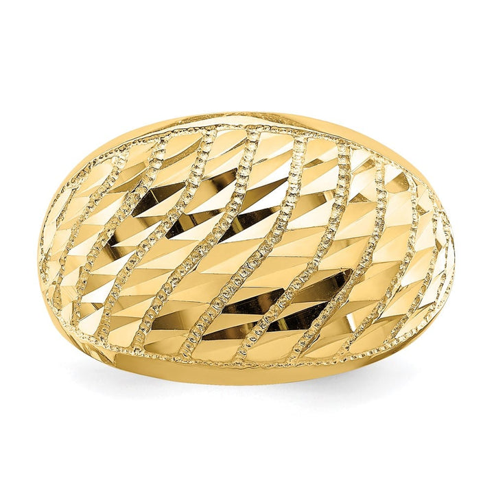14k Yellow Gold D.C. Lattice Pattern Dome Ring